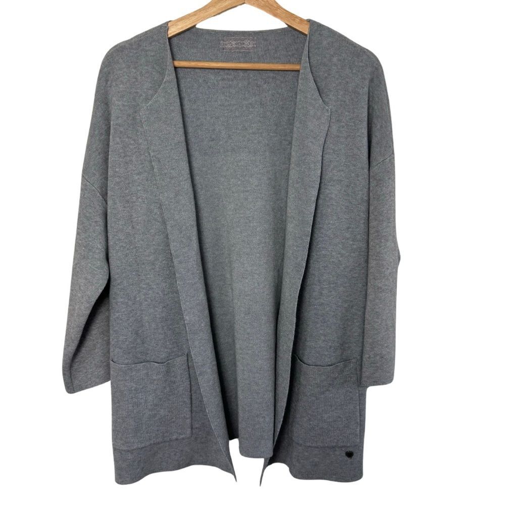 Gray Cozy Thick and Soft Open Front Cardigan Heart ALFA Bead 8006 Size Medium